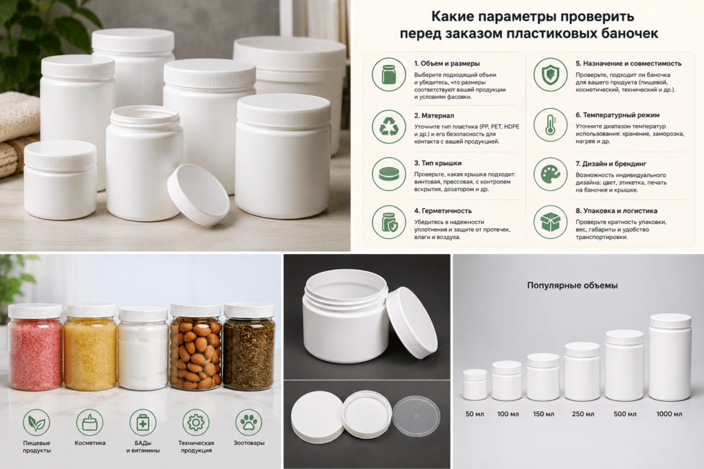 Пластиковые баночки для продукции
