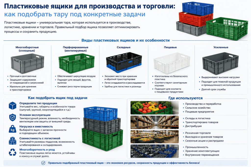 Пластиковые ящики для производства и торговли